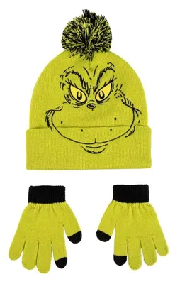 Zdjęcie produktu dla Czapka i rękawiczki Grinch zielone 2 szt