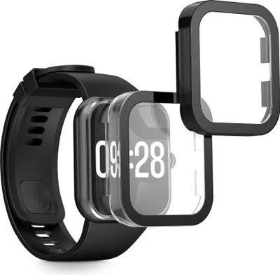 Produktbild von kwmobile 2x Cover kompatibel mit Xiaomi Redmi Watch 4 Hülle - Fullbody Fitnesstracker Case Set aus Glas - Transparent Schwarz