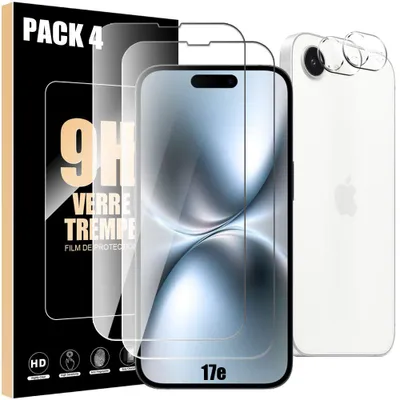Image de 2 Verres Trempés et 2 Vitres Caméra Arrière pour iPhone 17e - Protection Anti-Rayures