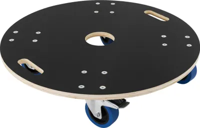Produktbild von ECD Germany Transportroller rund, Ø 67x14,5 cm, mit Siebdruckplatte und 2 gebremsten Rollen, 800 kg Tragkraft, für Umzug Möbel-Transport