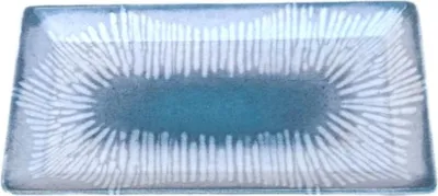 Immagine prodotto di Piatto rettangolare in porcellana - 29,5*17*2,5 cm - Rilievo blu