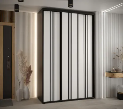Obrázek produktu pro Šatní skříň ASIRI 6 - 150/60 cm, černá / bílá / černá