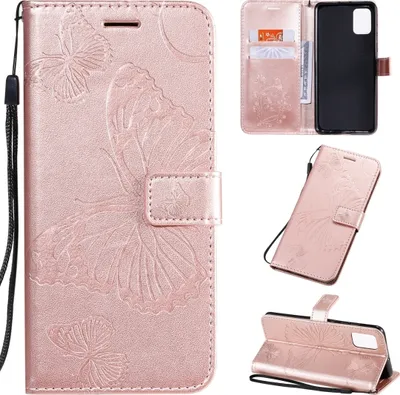 Produktbild von Mobigear Butterfly  Samsung Galaxy A51 Hülle Klapphülle Geldbörse - Roségold