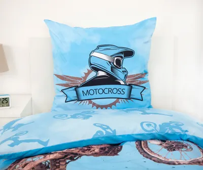 Zdjęcie produktu dla Komplet pościeli Motocross 2 sztuki 135x200 cm 100% mikrofibra