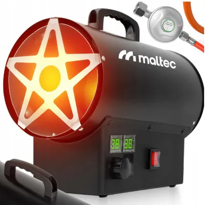 Immagine prodotto di MalTec ventilatore a gas 25kW con regolatore di pressione Riscaldatore da costruzione Riscaldatore a gas mobile con termostato Protezione contro il surriscaldamento Riscaldatore Riscaldatore a ventola