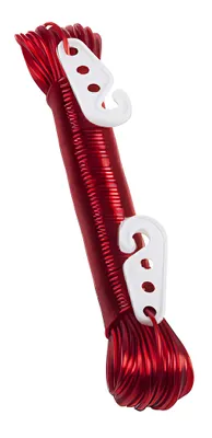 Produktbild von WÄSCHELEINE 20m rutschfest Ø1,5mm mit 2X Haken Stahleinlage Camping Wäsche Leine 54 (Rot)