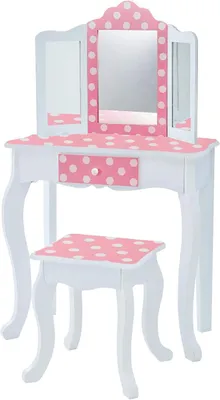 Image de Table de maquillage pour enfants avec miroir et tabouret. Table de coiffure TD-11670F