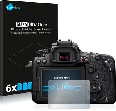 Produktbild von 6x Für Canon EOS 90D Schutzfolie Savvies Displayschutz Display Schutz Folie Klar Transparent