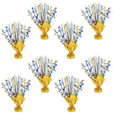 8er-Set goldene Metallic-Sterntischdekoration, 32 cm, für Partys
