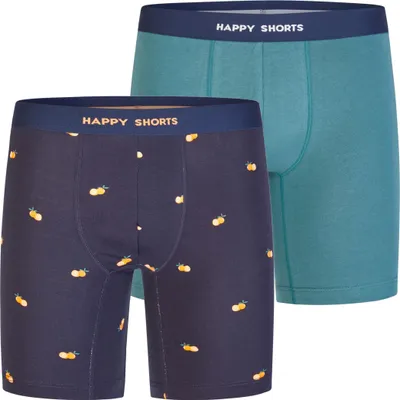 Produktbild von Happy Shorts Herren Boxer Jersey Long 2-Pack  türkis, navy - Größe M