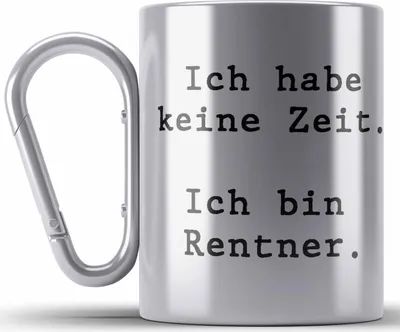 Produktbild von Trendation - Rentner Edelstahl Tasse Karabiner Geschenk Ruhestand Frau Mann Renteneintritt Geschenke für Männer Frauen Lustig Rentnerin Pensionierung Kollegin Ich Bin Rentner (Silber)