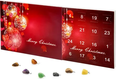 Produktbild von VALIOSA Mode-Schmuck Adventskalender mit Halskette + 23 individuelle Anhänger aus Halb-Edelstein, Geschenkidee für Mädchen, 24-teilig (1 Set)