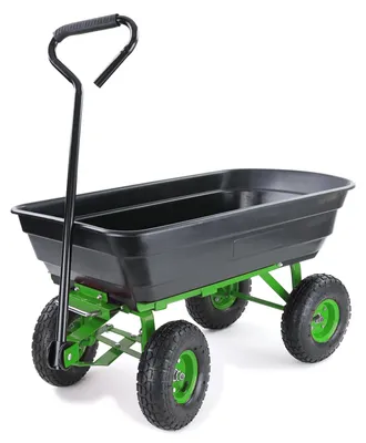 Transportwagen Gartenwagen Schubkarre Handwagen Kippfunktion 250 kg Schwarz Grün – Produktansicht