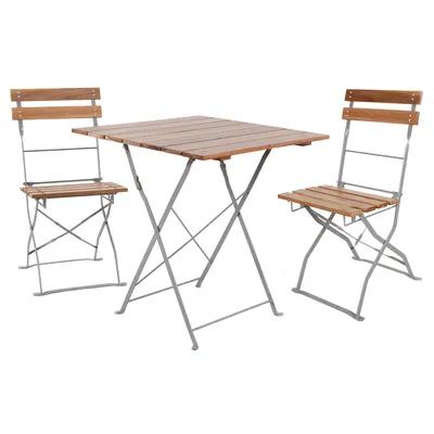 3-tlg Biergartenmöbel Bistroset Balkonset Klapptisch + 2 Klappstühle 70x70cm