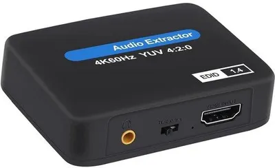 Produktbild von HDMI-Audio-Verstärker 2K/4K - HDMI zu HDMI - Unterstützung Toslink (SPDIF) Optischer Audio-Ausgang + 3,5 mm Audio - inklusive USB-Kabel - Schwarz