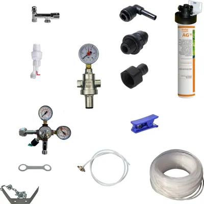 Produktbild von Anschlußpaket Auftisch Wasser Sprudel Tafelwassergerät Aktivkohle Filter Anlage