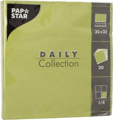 Immagine prodotto di 300 tovaglioli Papstar DAILY Collection piegati a 1/4 32 cm x 32 cm verde oliva 37369
