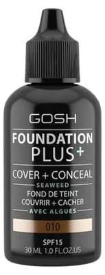 Image de Gosh, Foundation Plus, Cover & Conceal, Fond de teint fluide, 010, Tan, SPF 15, 30 ml