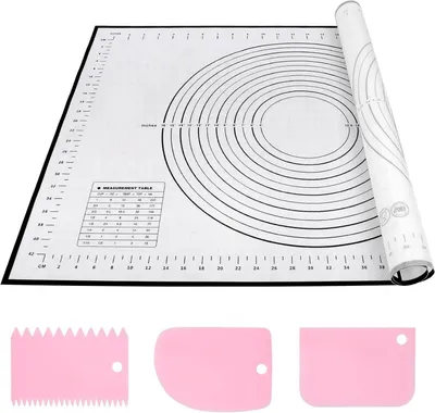 Produktbild von Silikon Backmatte Groß 70 x 50 cm Antihaft Teigmatte mit Messung & Teigschaber