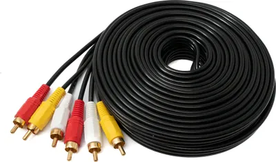 Produktbild von SYSTEM-S Cinch 3 RCA Kabel 10 m Stecker zu Stecker Stereo & Composite AV Adapter Schwarz