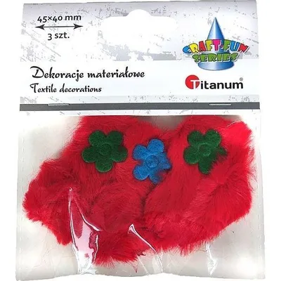 Produktbild von Ozdoba materiałowa serca 45x40mm czerwone 3szt