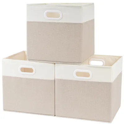 Productafbeelding van Solidchoice- Opbergdozen Opvouwbaar - Set van 3 - 33x38x33 cm - Geschikt voor KALLAX - Opbergmanden - Voor speelgoed en kleding - Opbergmand