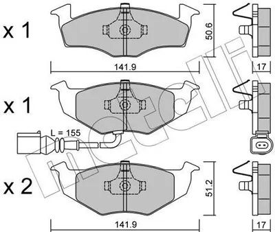 Produktbild von METELLI Bremsbeläge Satz Vorne Bremsklötze für VW POLO (9N) 22-0206-3
