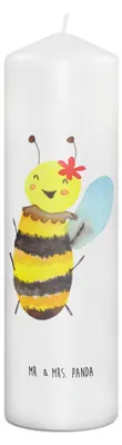 Produktbild von Mr. & Mrs. Panda Kerze Biene Happy 29 x 8 cm XL - Weiß - Geschenk, Bedruckte, Erinnerungslicht, Blockkerze, Stumpenkerze, Erinnerungskerze