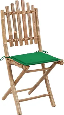 Immagine prodotto di vidaXL Sedia da giardino pieghevole 2 pezzi con cuscino in bambù