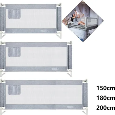 Obrázek produktu pro XINZI zábrana proti vypadnutí z postýlky, zábrana postele zábrana postele pro svislé zvedání zábrany postele zábrana dětské postele, šedá, 180 cm