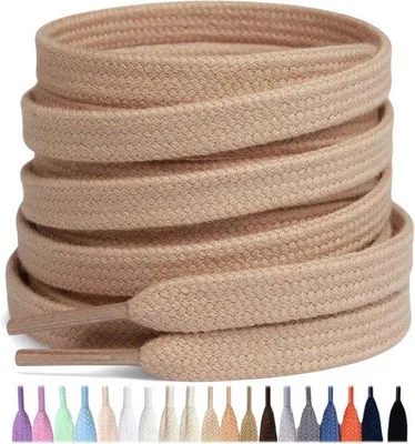 Productafbeelding van 2 Paar Platte Katoenen Schoenenveters - 8mm Breed, Scheurbestendig voor Sneakers en Sportschoenen