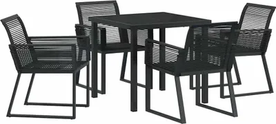 Produktbild von vidaXL Garten Essgruppe 5 pcs Schwarz Pulverbeschichteter Stahl
