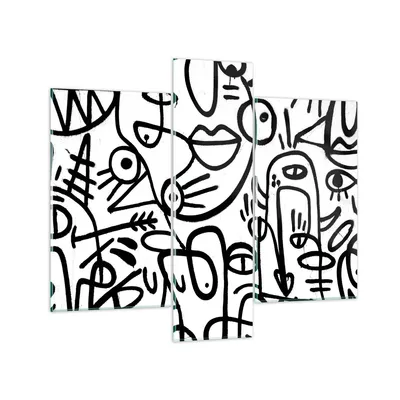 Produktbild von Bilder auf glas - 3 Teile - Zeichnen Cartoon Graffiti - 95x80cm - Glasbilder - Wandbilder - Bilder - zum Aufhängen bereit - Wanddekoration aus Glas - Glas Bilder - Wandbild auf Glas - GCB95x80-4971