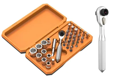 Image de Jeu de clés à cliquet Kabelmeister, 42 pièces, 30 embouts et 9 clés à douille.