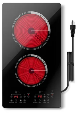 Elektrische Kochplatte 2 Platten 3000 W Glaskeramik Timer