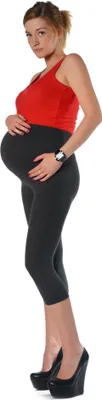 Produktbild von Umstandsleggings 3/4 Baumwolle Schwangerschaft Bauchbund EU Grafit S/36