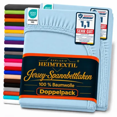 Produktbild von Doppelpack Jersey Spannbettlaken 180 - 200 x 200 cm Hellblau