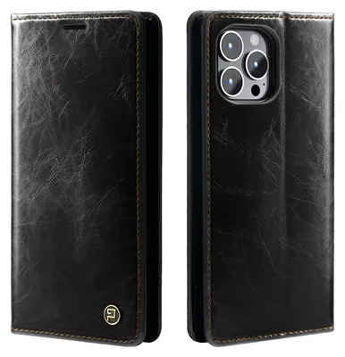Produktbild von Handyhülle für Apple iPhone 13 Pro Max Kunstleder Klapphülle Vintage Cover Hülle RFID Schutz Case Kartenfach Farbe: Schwarz