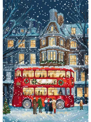 Produktbild von Letistitch Kreuzstich Stickpackung "Londoner Weihnachtsbus", Zählmuster, 19x27cm