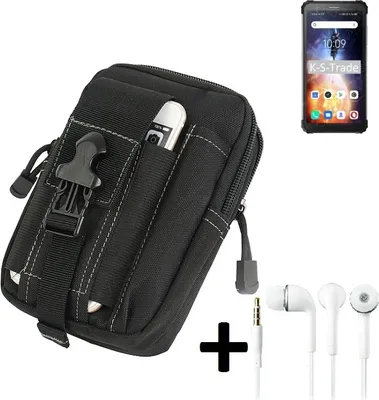 Produktbild von K-S-Trade Gürteltache + Kopfhörer kompatibel mit Blackview BV6600E Gürtel Tasche Holster Schutz Hülle Handy Hülle  schwarz inkl. Extrafächer