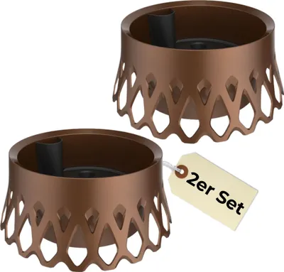 Produktbild von 2er Set Grabschale für Friedhof Pflanzschale für Friedhof Grab Vase mit Selbstbewässerung und Wasserüberlauf bronze Ø 30 frostsicher