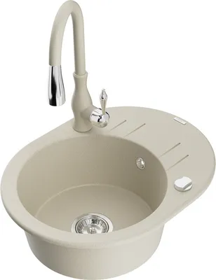Produktbild von Mexen Kevin 1 Becken-Granitspüle mit Abtropffläche und Mischbatterie Savita, Beige - 6517-69-672601-69