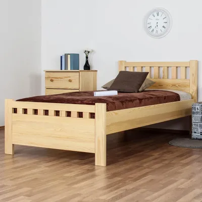 Produktbild von Einzelbett / Gästebett Kiefer massiv Vollholz natur 68, inkl. Lattenrost - 100 x 200 cm (B x L)