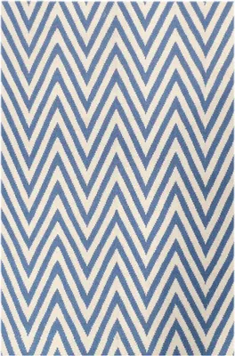 Productafbeelding van Kelim vloerkleed, zigzag patroon, lichtblauw (155x240 cm)
