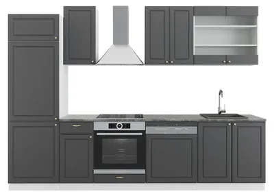Produktbild von Küchenzeile Vicco Fame-Line Anthrazit-Gold/Weiß 300 cm ohne Arbeitsplatte, Model 38037