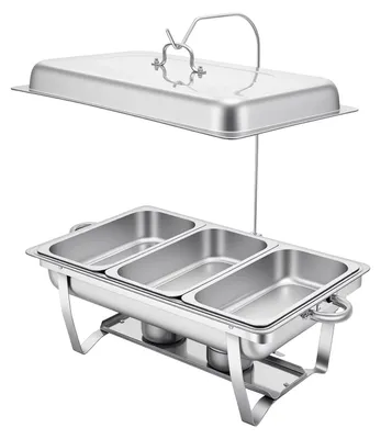 Image de Plat de service chauffant en acier inoxydable - Réchauffeur de buffet - Professionnel - Idéal pour la restauration, le traiteur, les hôtels et les restaurants