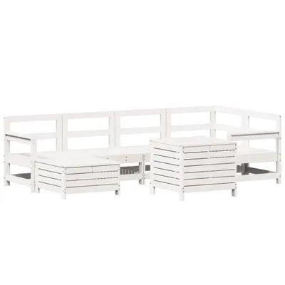 Immagine prodotto di vidaXL Set di divani da giardino 7 pezzi in legno di pino massiccio bianco