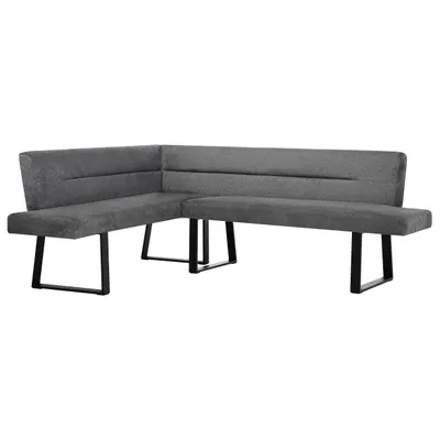 Produktbild von BEAUTYSOFA | Eckbank CRESTO Dunkelgrau Links, Polsterbank mit Rückenlehne, Eckbank für Esszimmer und Küche, schwarze Metallkufen, moderner Essplatz