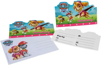 Produktbild von TIB Einladungskarten "Paw Patrol", pink, A6 + Umschläge C6, 6+6 St./SB-Btl.