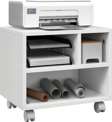 Produktbild von Druckerwagen - Büromöbel - Mit Rollen - Offene Fächer - Freistehend - Archivablage - 40 × 30 × 36 cm - Weiß